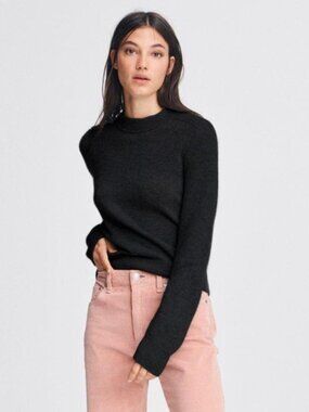 Rag & Bone Logan Cashmere Crew Neck Black Pullover Sweater Sz. L